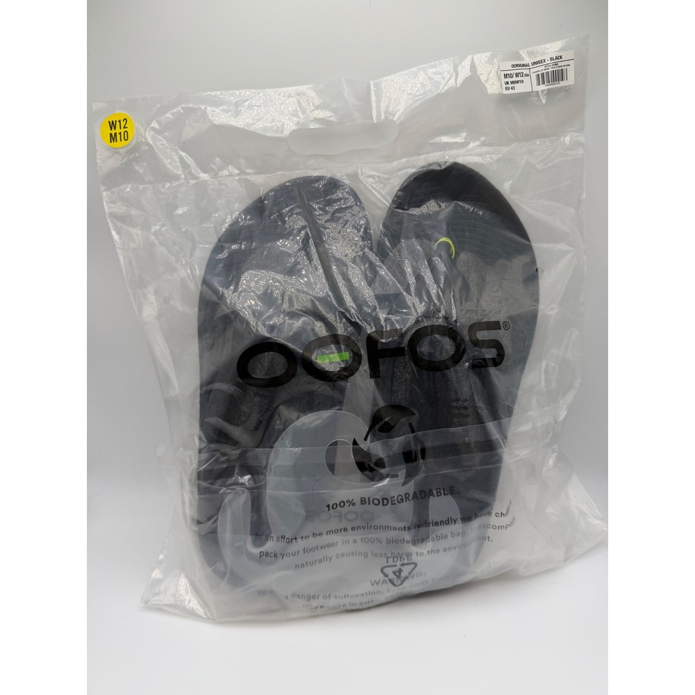 OOFOS OOriginal Unisex Black Recovery Sandals Flip Flops M10 W12 1000